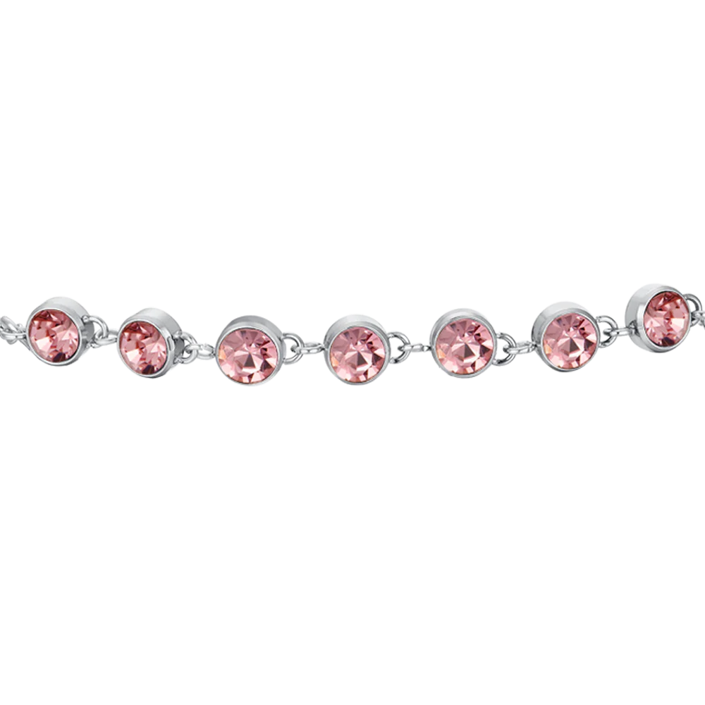 Pulsera Luca Barra Acero Circonitas Rosas
