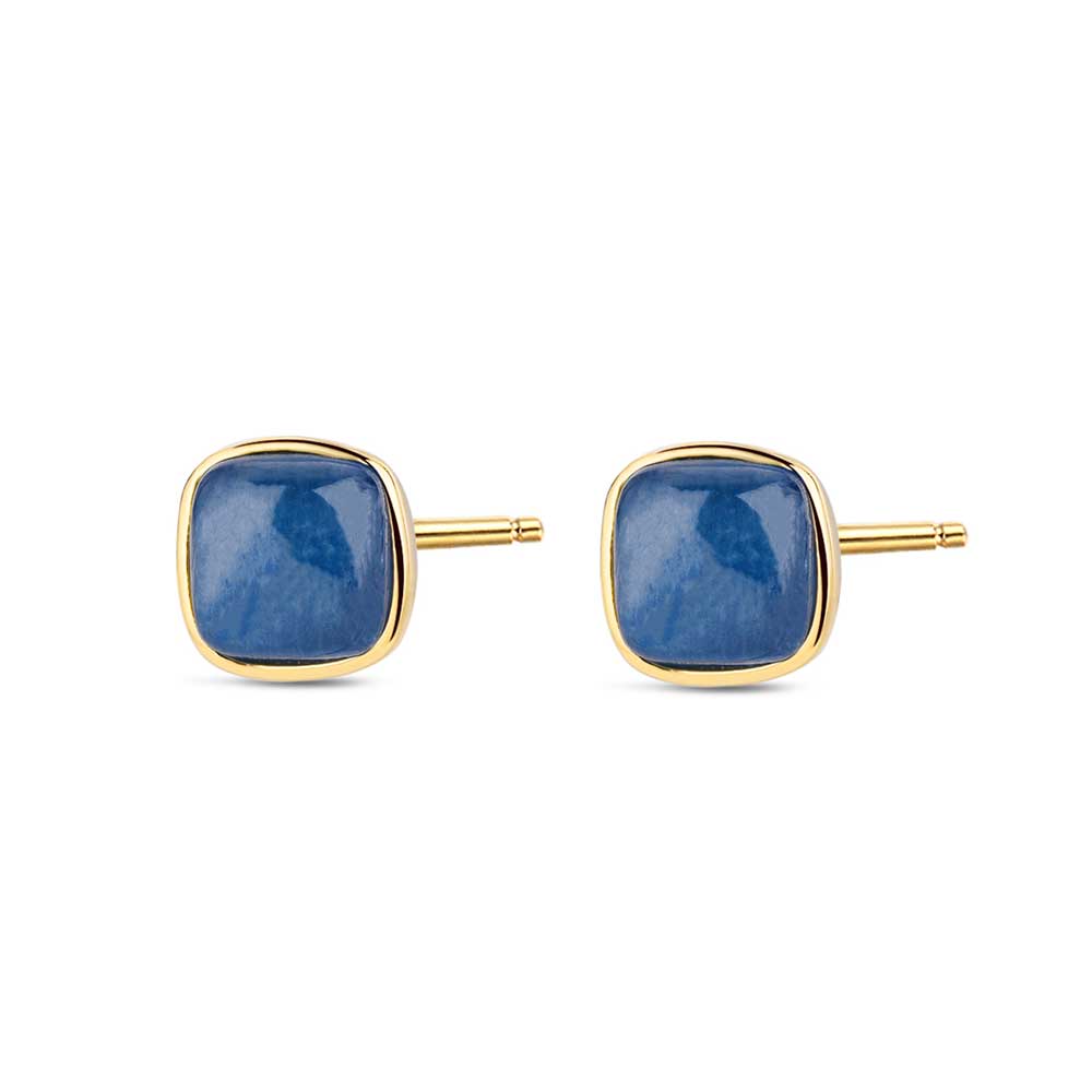 Pendientes Plata De Ley Piedra Natural Cuarzo Azul