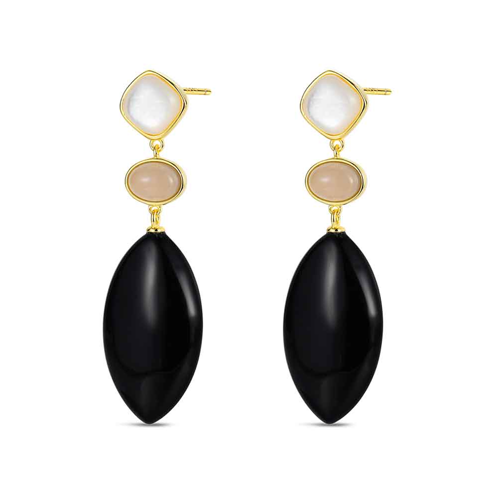 Pendientes De Piedra Natural Chapado