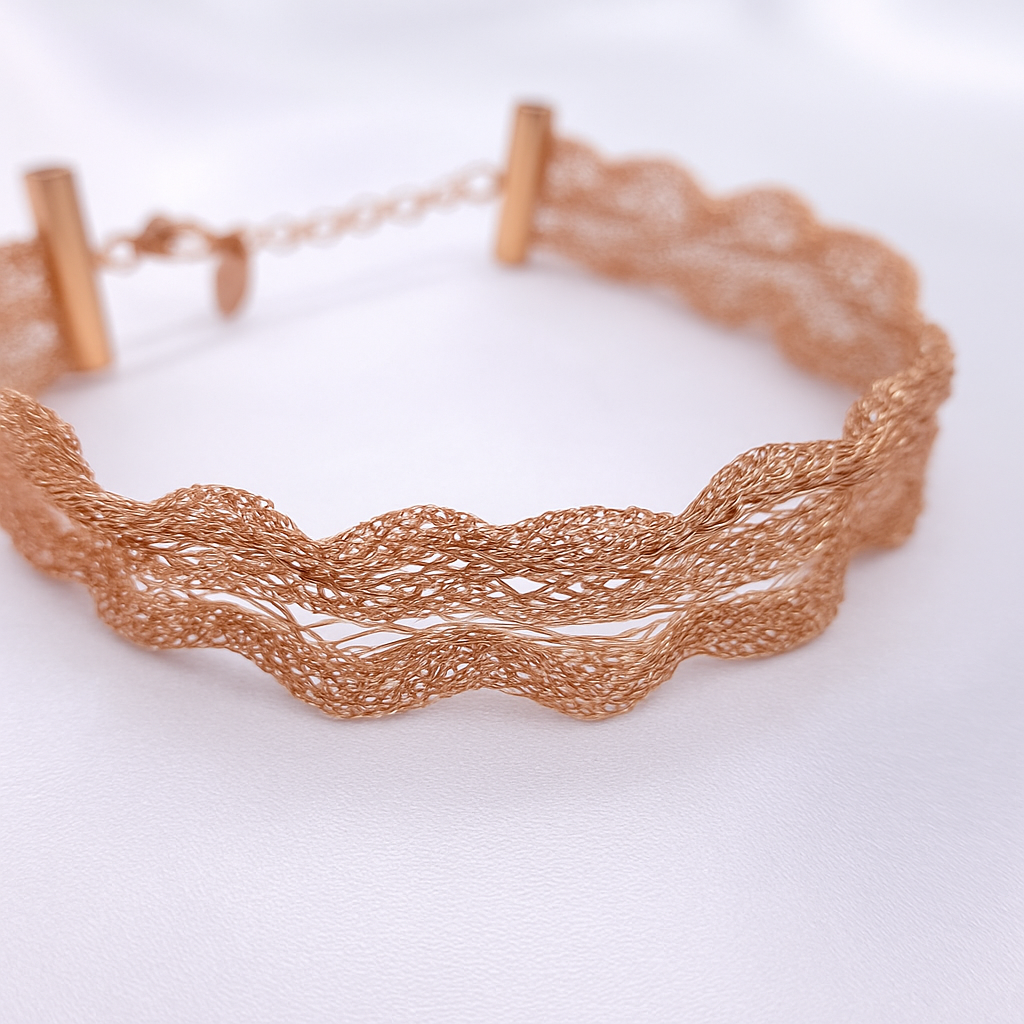 Pulsera Semirígida Plata 925 Chapado Oro Rosa