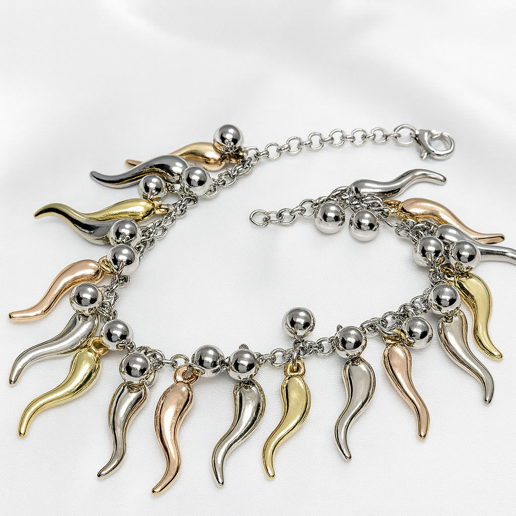 Pulsera Chili Italiano Buena Suerte Tricolor Plata 925
