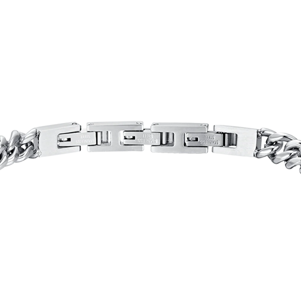 Pulsera de Hombre de Acero con Detalle de Cristal Negro