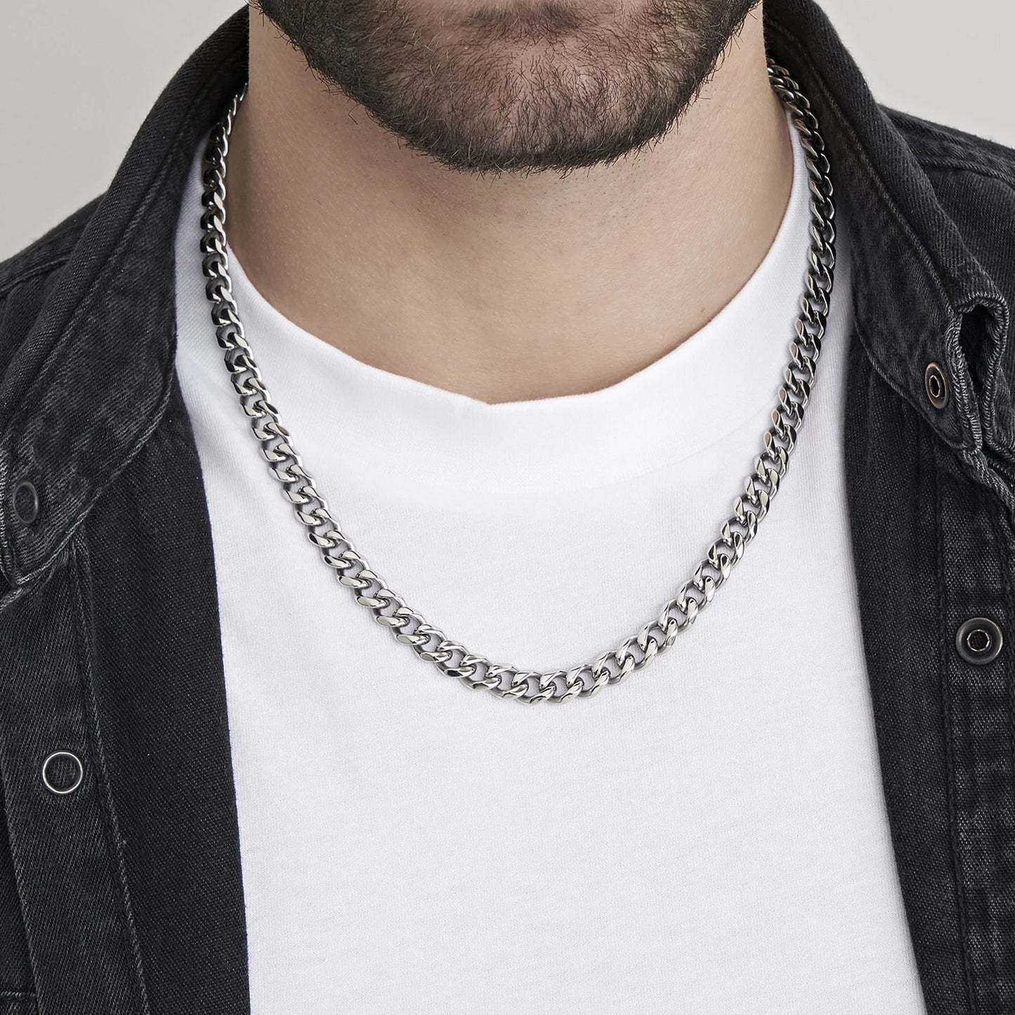 Cadena Cubana Hombre Acero Inoxidable