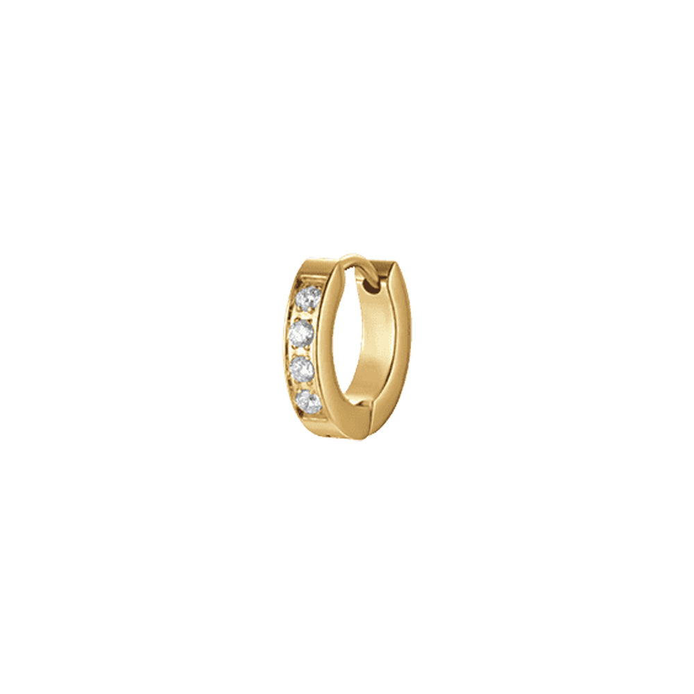 Men's Earring in Mono Gold IP Steel with White Crystals