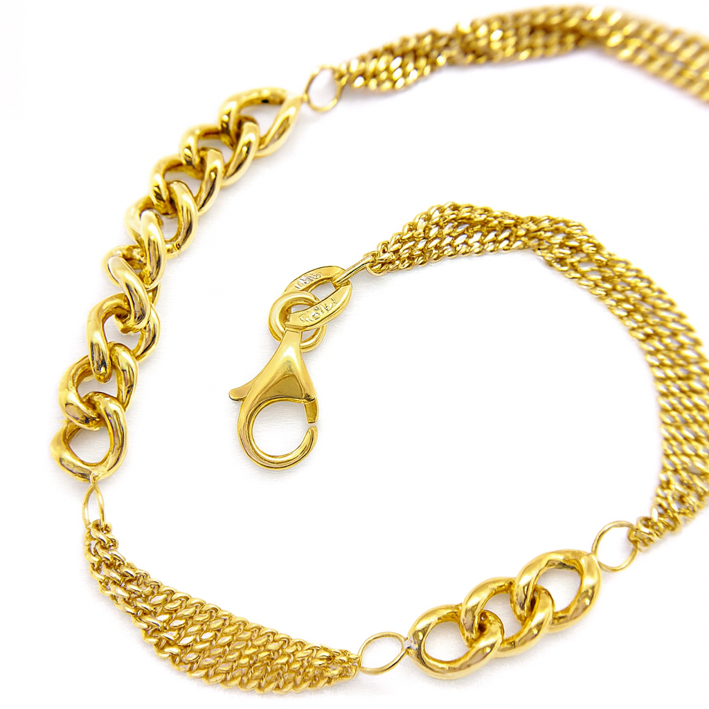 Pulsera Plata 925 Cadena Chapado Oro Meraki