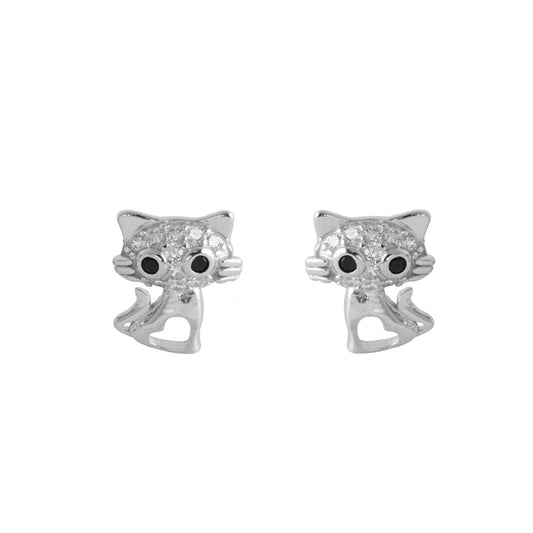 Pendientes Plata Gatito Circonitas ChiMiAma