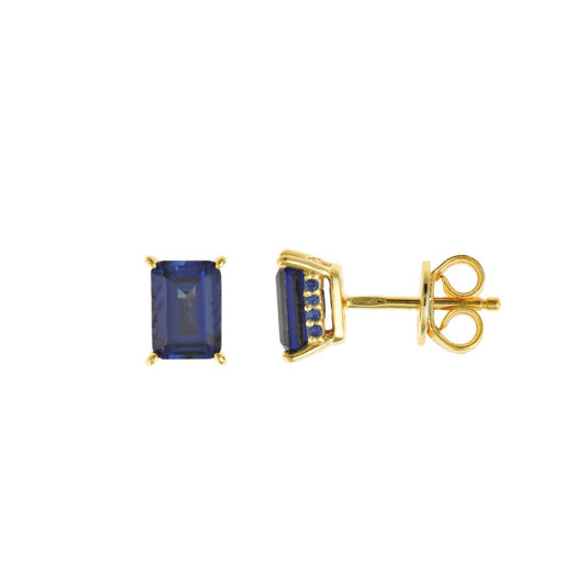 Pendientes Plata Dorada Circonita Zafiro