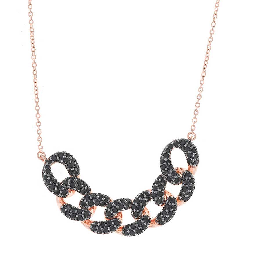 Colgante Cadena Negra Plata 925 Chapado Oro Rosa Salvatore