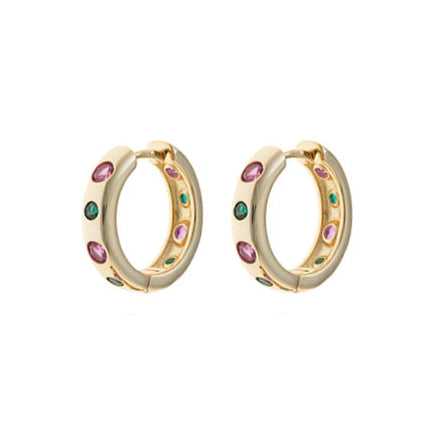 Pendientes Plata Dorada Aro Circonitas