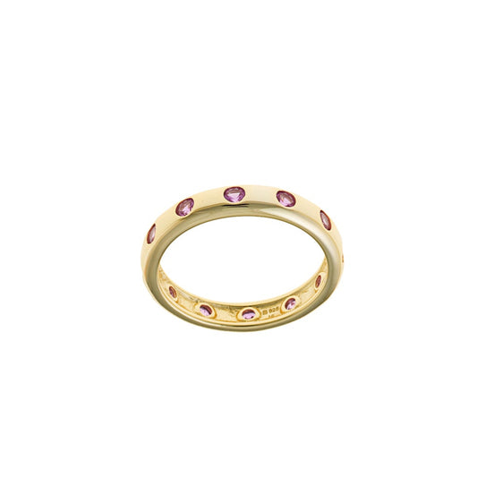 Anillo Plata Dorada Circonitas Rubí