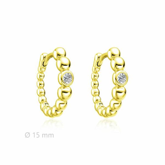 Pendientes Aros Plata Chapado Dorado Circonita