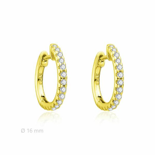 Pendientes Aros Plata Chapado Dorado Tira Circonitas