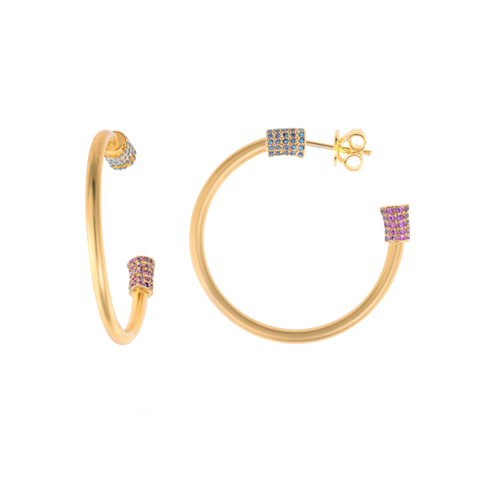 Aros Plata 925 Chapado Dorado Circonitas Colores Salvatore
