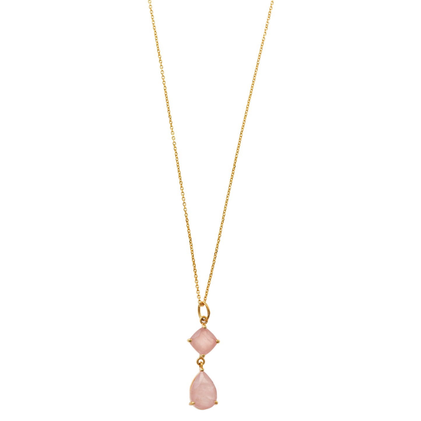 Collar Plata Dorada Cuarzo Rosa
