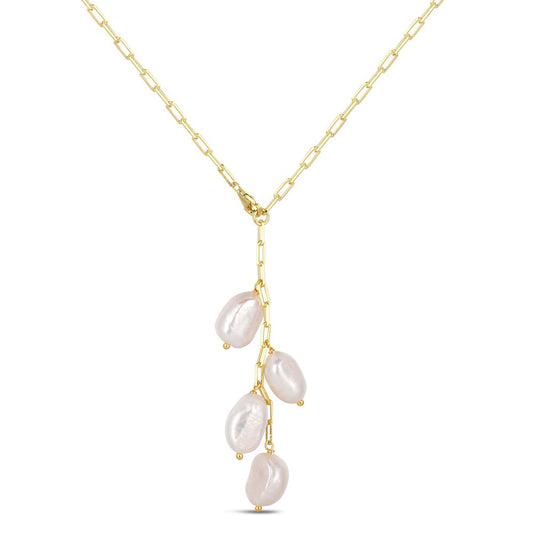 Collar De Plata Chapado Con Perla Natural Barroca En Racimo