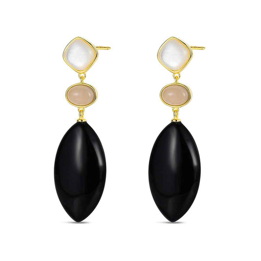 Pendientes  De Piedra Natural Chapado