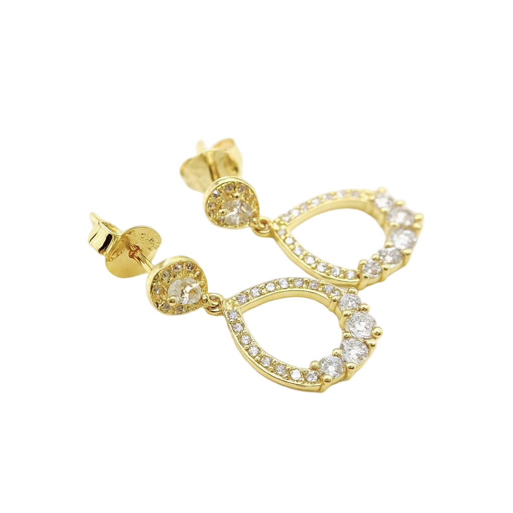 Pendientes Plata 925 Chapado Dorados Lágrima Circonitas