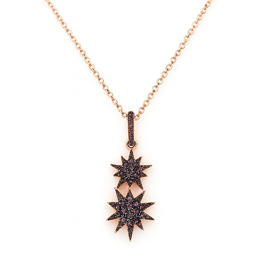 Collar Plata 925 Chapado Oro Rosa Estrellas Salvatore