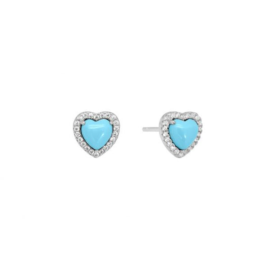 Pendientes Plata Coral Turquesa Corazón ChiMiAma