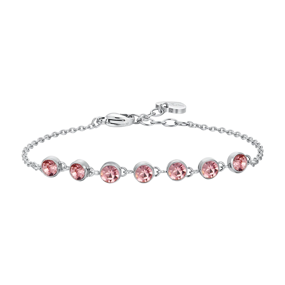 Pulsera Luca Barra Acero Circonitas Rosas