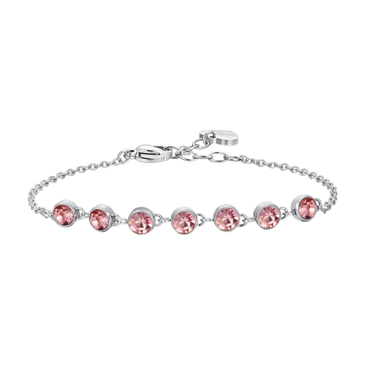 Pulsera Luca Barra Acero Circonitas Rosas