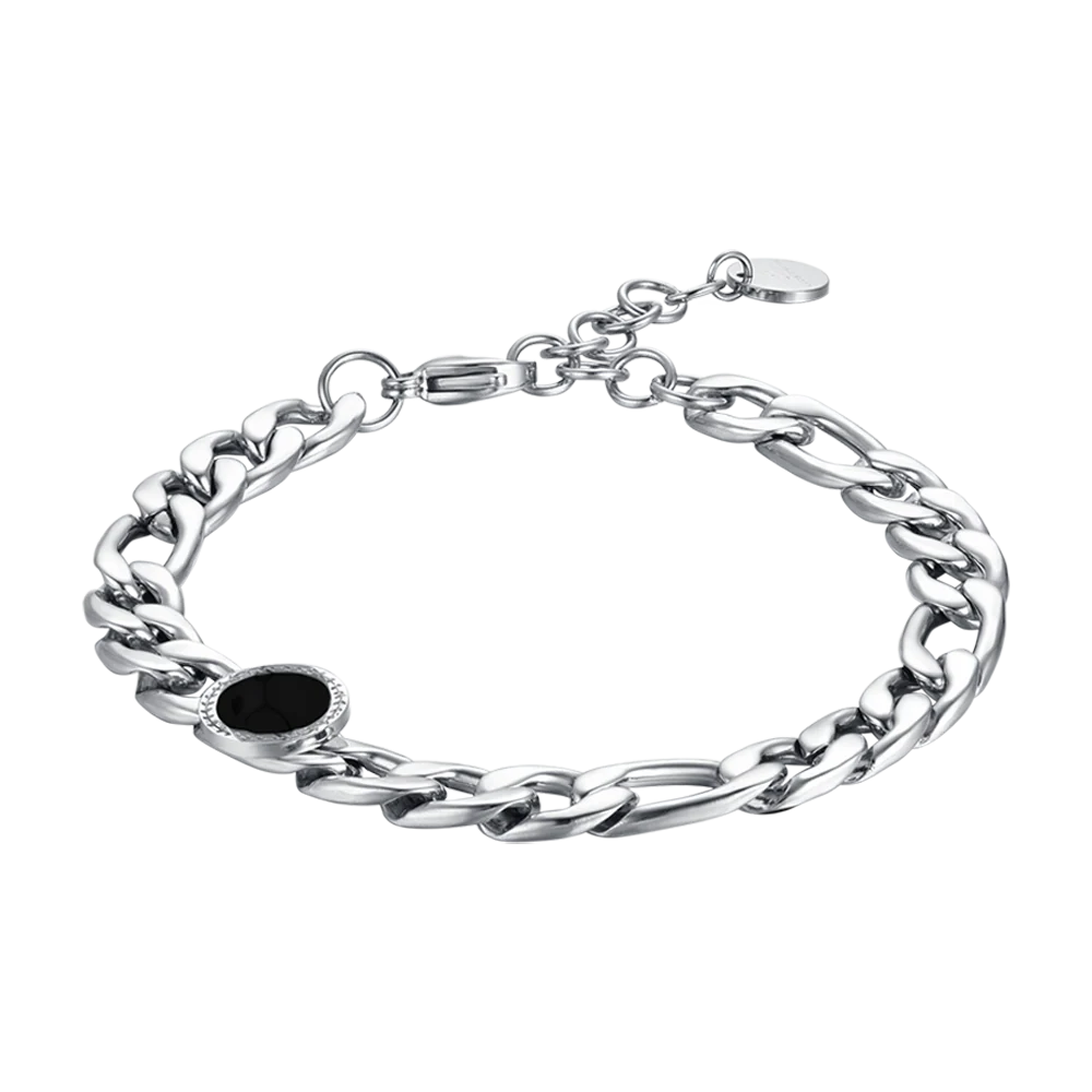 Pulsera de Acero para Hombre con Ágata Negra