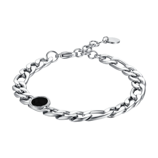 Pulsera de Acero para Hombre con Ágata Negra