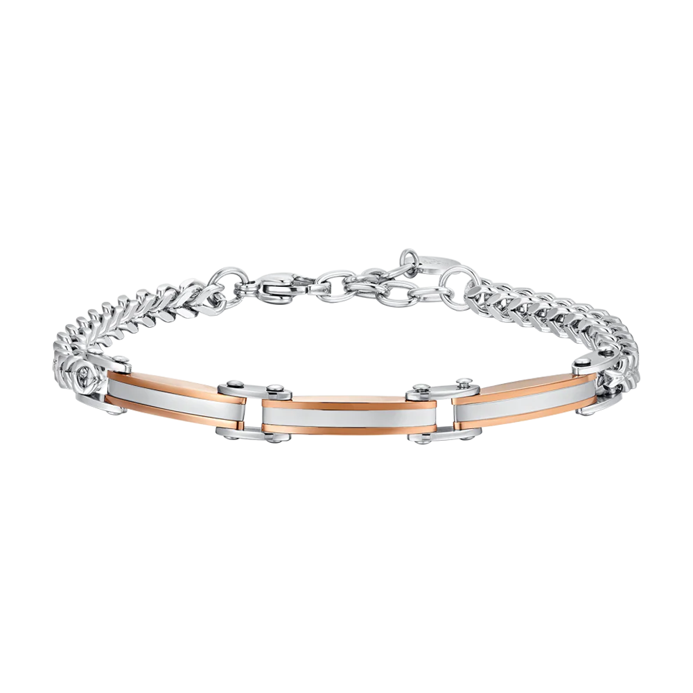 Pulsera de Acero para Hombre con Elementos IP Rose Gold