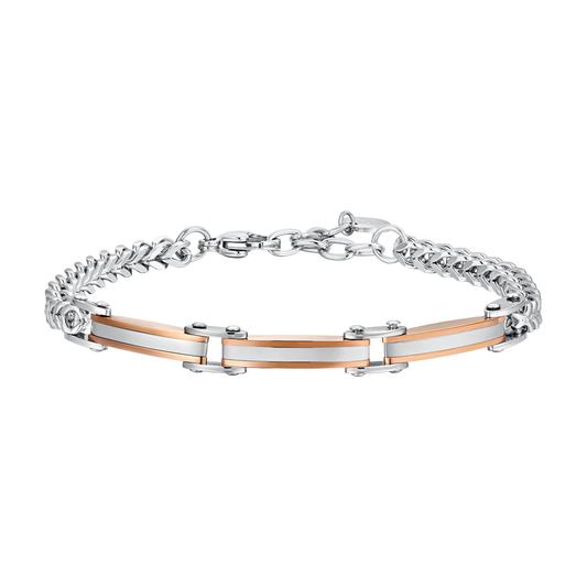 Pulsera de Acero para Hombre con Elementos IP Rose Gold