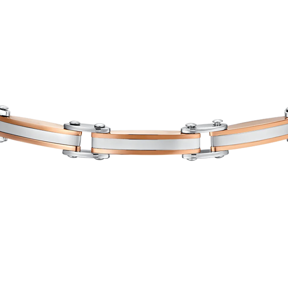 Pulsera de Acero para Hombre con Elementos IP Rose Gold