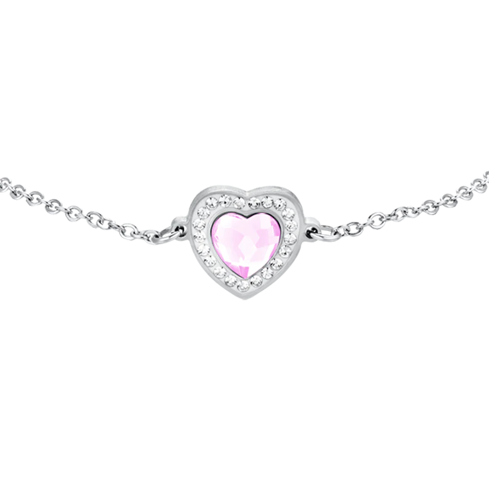 Pulsera Acero Corazón Circonitas