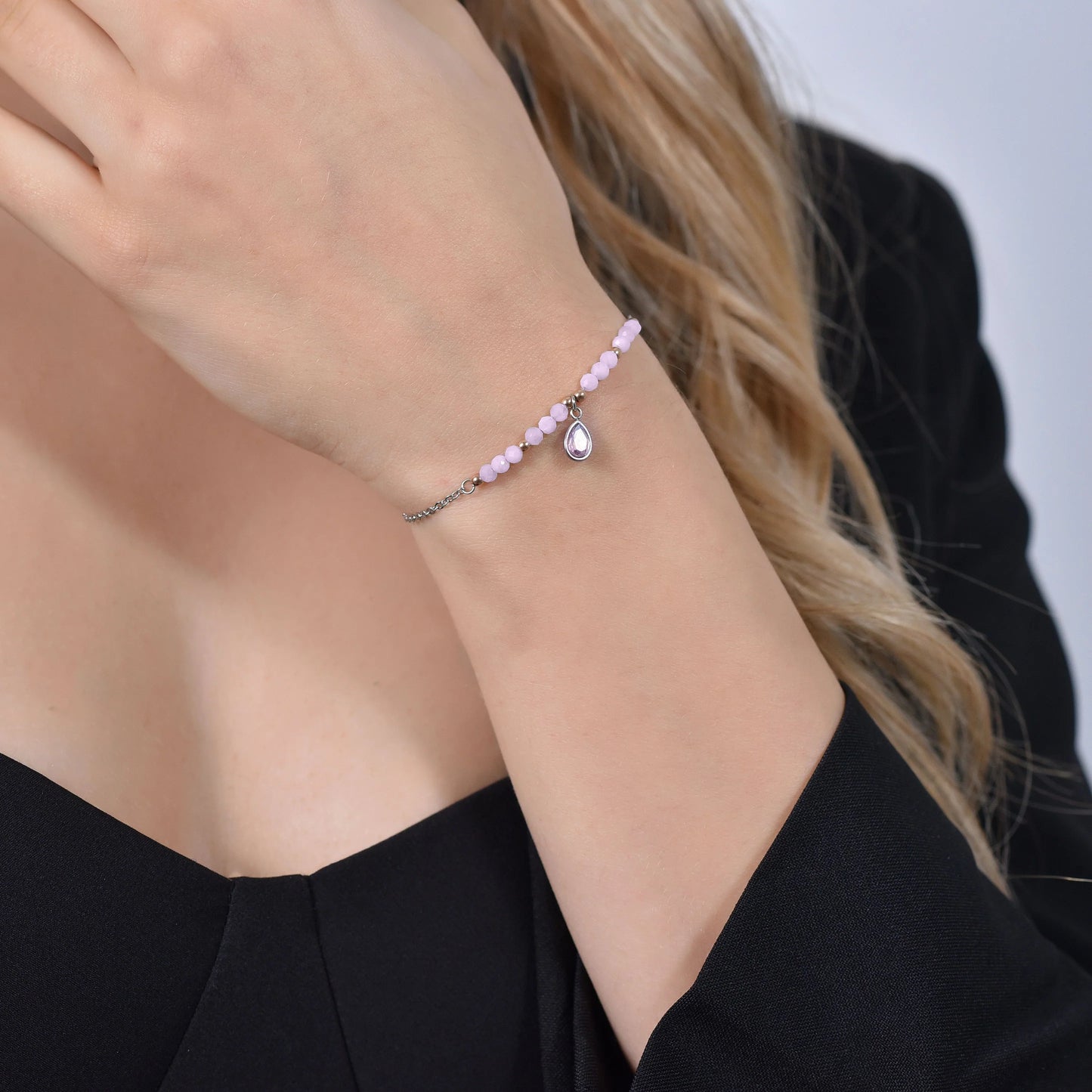 Pulsera Acero Circonitas Color Rosa