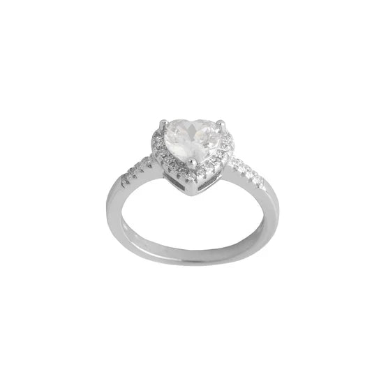 Anillo Plata Rodiada Doble Corazón con circonitas ChiMiAma