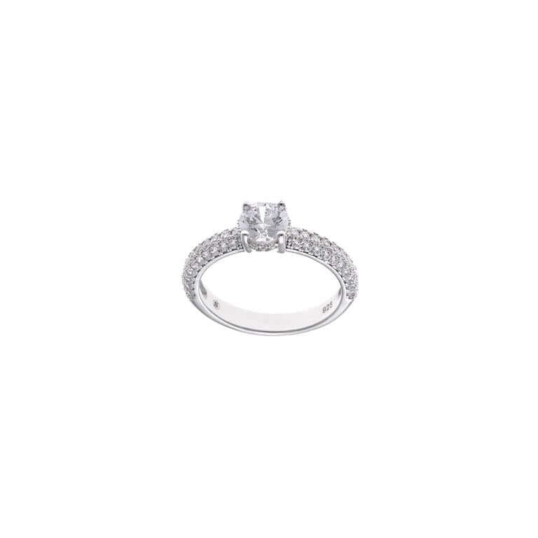 Anillo Plata Rodiada Circonita Pavé Salvatore
