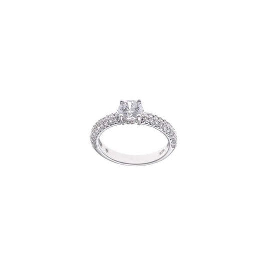 Anillo Plata Rodiada Circonita Pavé Salvatore