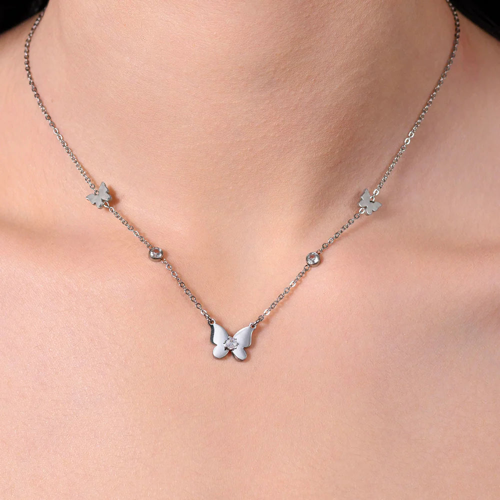 Collar Acero Mariposas Luca Barra