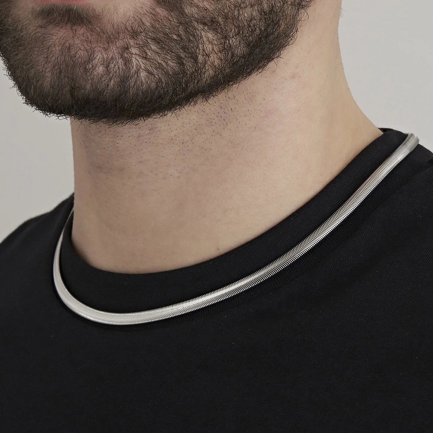 Collar De Acero Serpiente Hombre