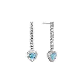 Pendientes Plata Tira Rivière Circonitas Corazón Celeste ChiMiAma