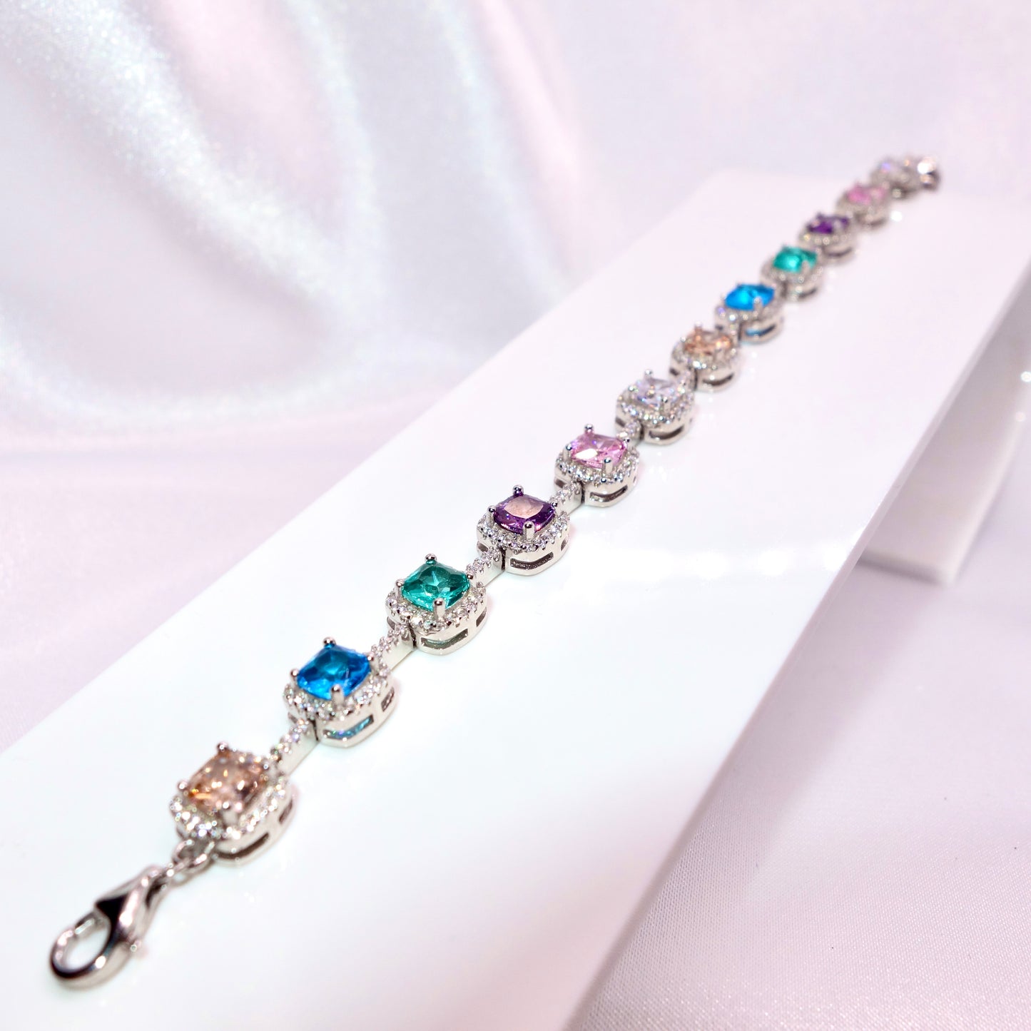 Pulsera Plata Circonitas Colores