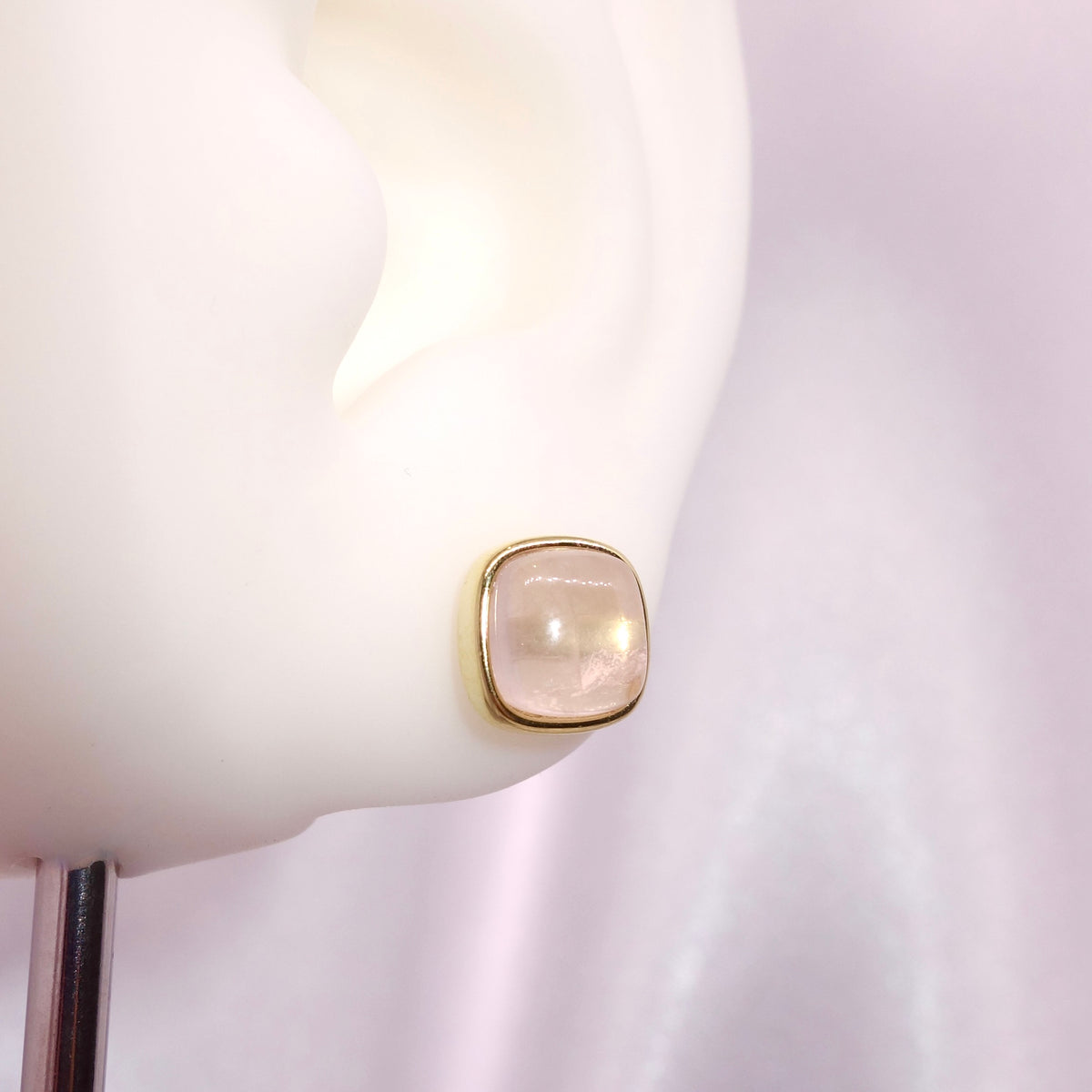 Pendientes Plata De Ley De Piedra Natural Cuarzo Rosa