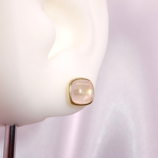 Pendientes Plata De Ley De Piedra Natural Cuarzo Rosa