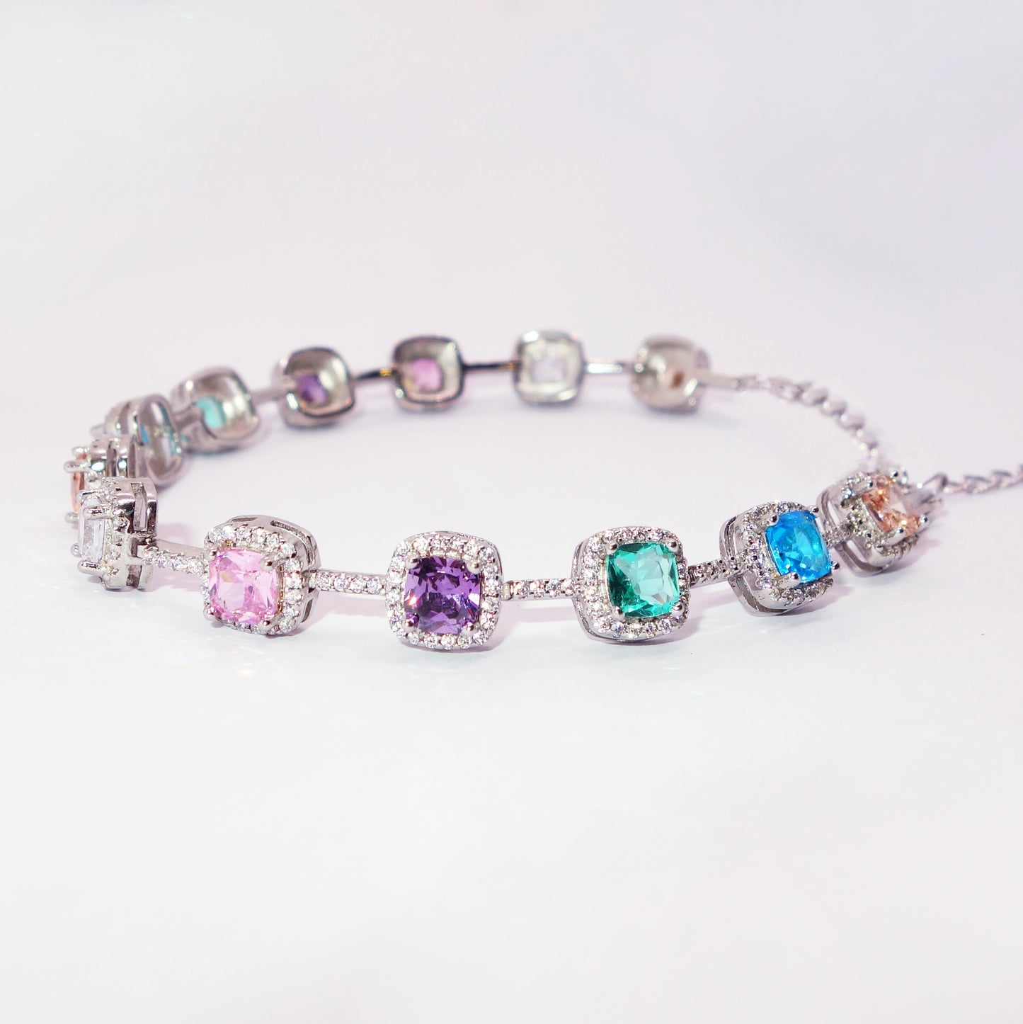 Pulsera Plata Circonitas Colores