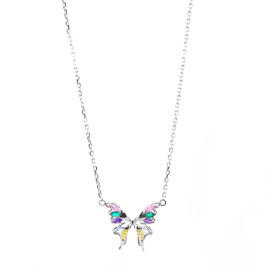 Collar de Plata de Mariposa con Circonitas de Multicolor