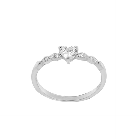 Anillo Plata Rodiada Corazón Circonitas Chimiama