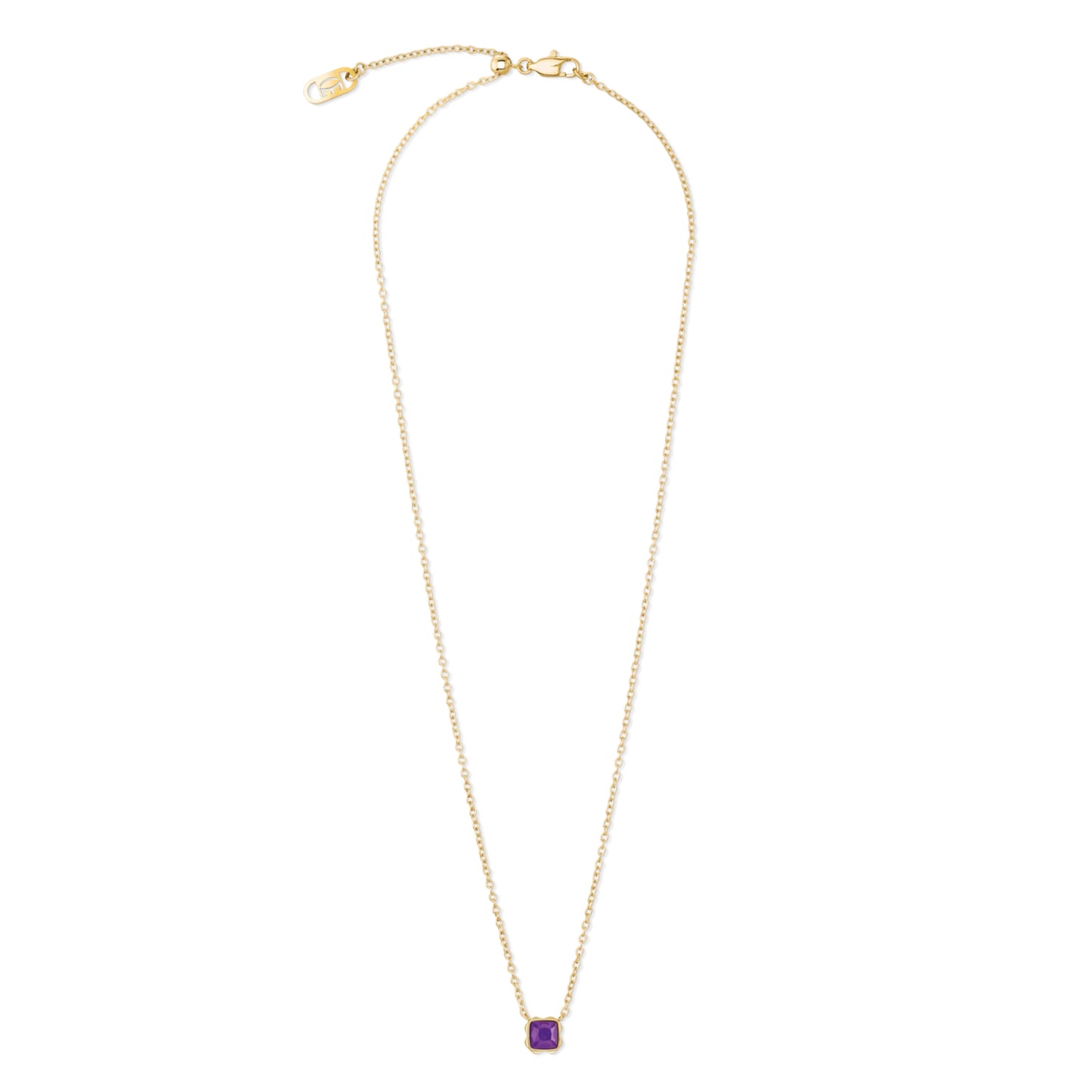 Collar dorado con piedra natal de febrero y sugilita
