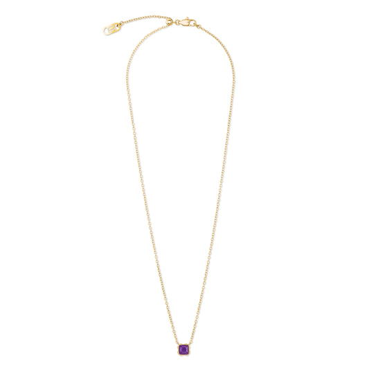 Collar dorado con piedra natal de febrero y sugilita