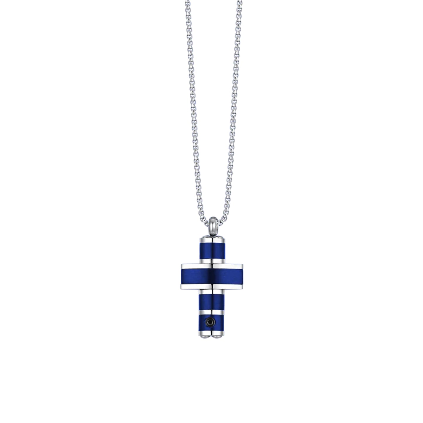 Collar Acero Cruz Azul Eléctrico Hombre Luca Barra