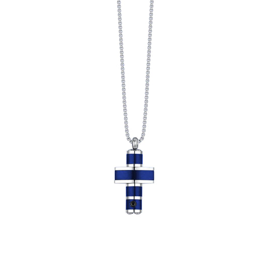 Collar Acero Cruz Azul Eléctrico Hombre Luca Barra