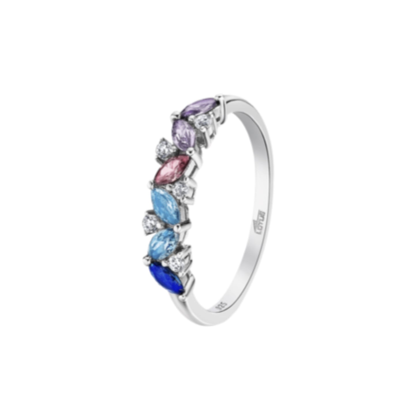 Anillo Lotus Mujer Plata Y Circonitas Multicolor