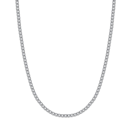 Collar Tenis de Hombre en Acero con Cristales Blancos
